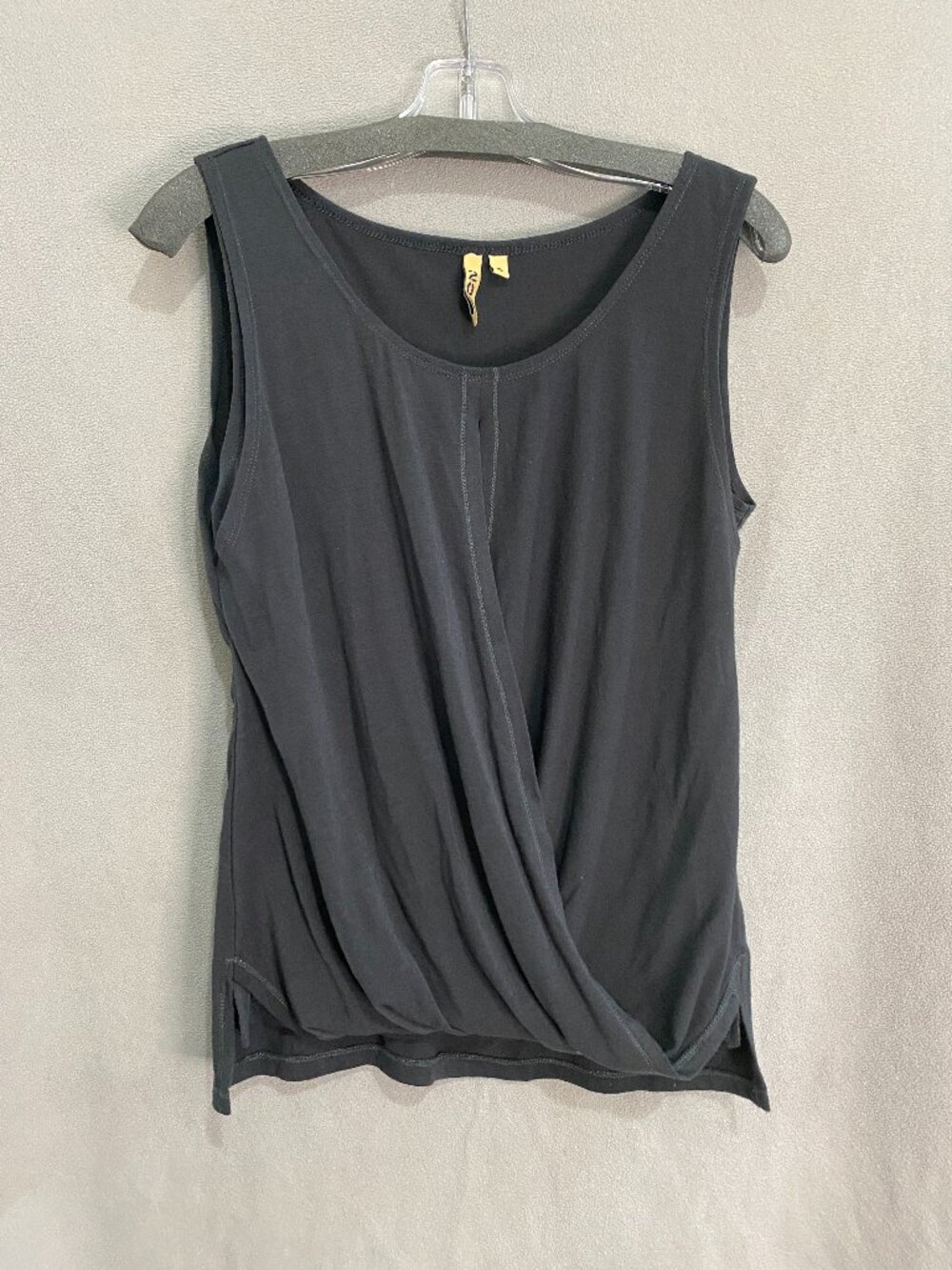 209 Charcoal Gray Draped Crossover Tank Top S Asymmetrical Minimalist Chic